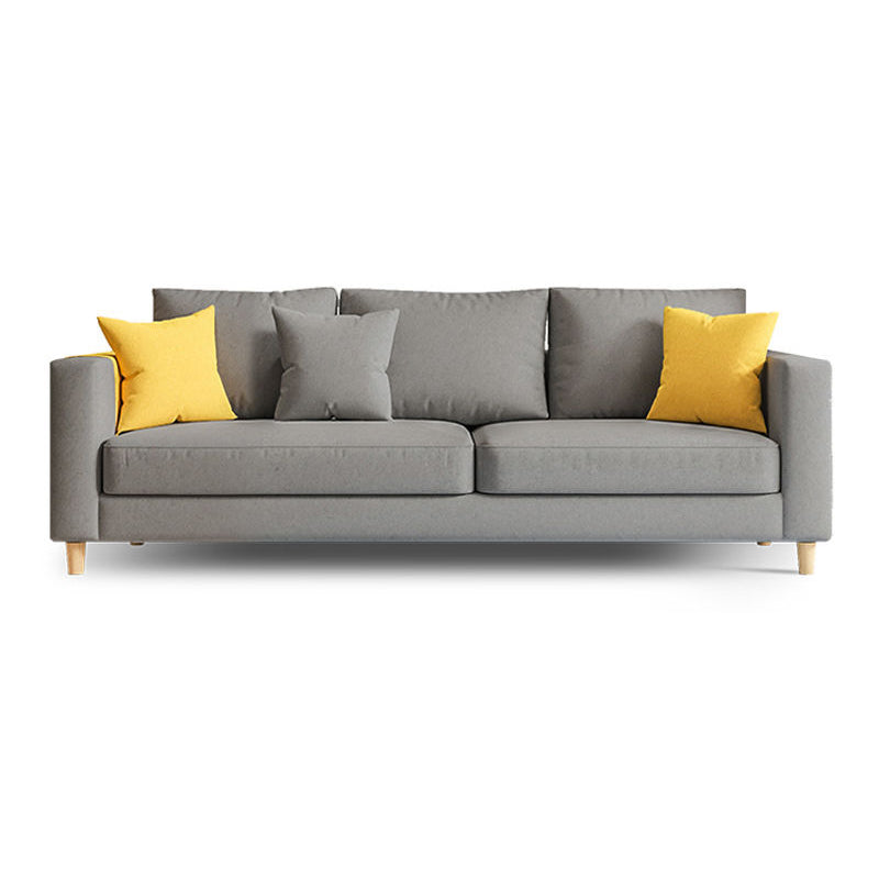 Linen Contemporary Square Arm Sofa Standard Sofa with Slipcovered for Living Room 68"L x 24"W x 29.5"H Grey Clearhalo 'furn' 'furn_sofas' 'Furniture' 'furniture_sofas' 'Living Room Furniture' 'Sofa' 'sofas' 5039778