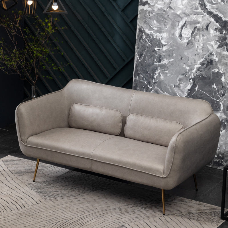 Faux Leather Sofa 55.11" W x 29.92" D x 31.10" H Flared Arm Sofa for Living Room Cream Gray Faux Leather Clearhalo 'furn' 'furn_sofas' 'Furniture' 'furniture_sofas' 'Living Room Furniture' 'Sofa' 'sofas' 5039793