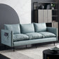 Faux Leather Storage Stationary Living Room Square Arm Standard Sofa 83.5"L x 32"W x 34"H Light Blue Clearhalo 'furn' 'furn_sofas' 'Furniture' 'furniture_sofas' 'Living Room Furniture' 'Sofa' 'sofas' 5039812