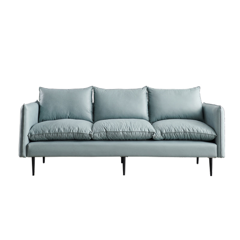 Faux Leather Storage Stationary Living Room Square Arm Standard Sofa 71"L x 32"W x 34"H Light Blue Clearhalo 'furn' 'furn_sofas' 'Furniture' 'furniture_sofas' 'Living Room Furniture' 'Sofa' 'sofas' 5039814
