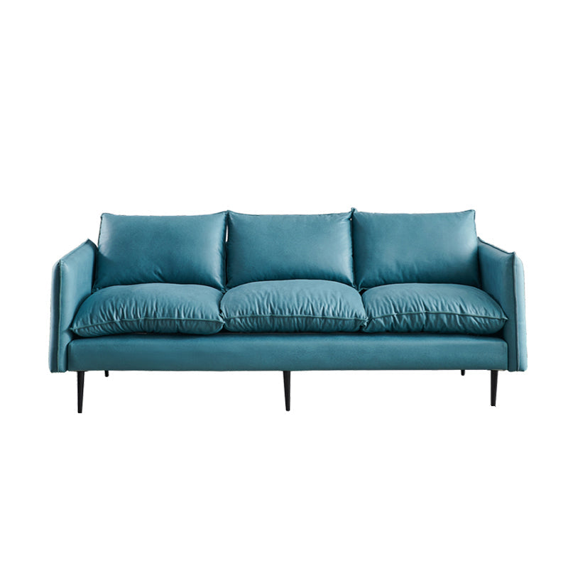 Faux Leather Storage Stationary Living Room Square Arm Standard Sofa 71"L x 32"W x 34"H Ocean Blue Clearhalo 'furn' 'furn_sofas' 'Furniture' 'furniture_sofas' 'Living Room Furniture' 'Sofa' 'sofas' 5039816