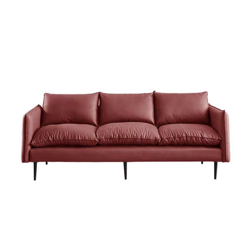 Faux Leather Storage Stationary Living Room Square Arm Standard Sofa Red Clearhalo 'furn' 'furn_sofas' 'Furniture' 'furniture_sofas' 'Living Room Furniture' 'Sofa' 'sofas' 5039818