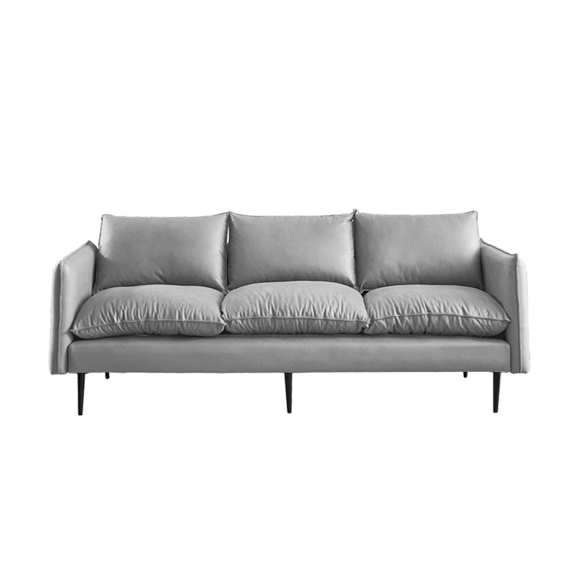 Faux Leather Storage Stationary Living Room Square Arm Standard Sofa Light Gray Clearhalo 'furn' 'furn_sofas' 'Furniture' 'furniture_sofas' 'Living Room Furniture' 'Sofa' 'sofas' 5039819