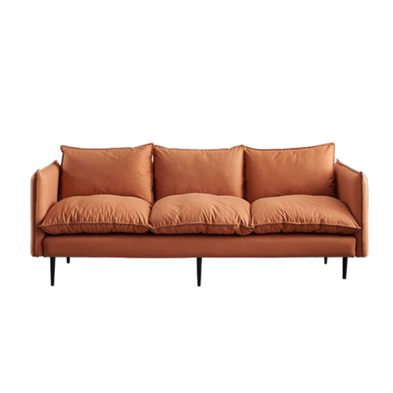 Faux Leather Storage Stationary Living Room Square Arm Standard Sofa 71"L x 32"W x 34"H Orange Clearhalo 'furn' 'furn_sofas' 'Furniture' 'furniture_sofas' 'Living Room Furniture' 'Sofa' 'sofas' 5039820