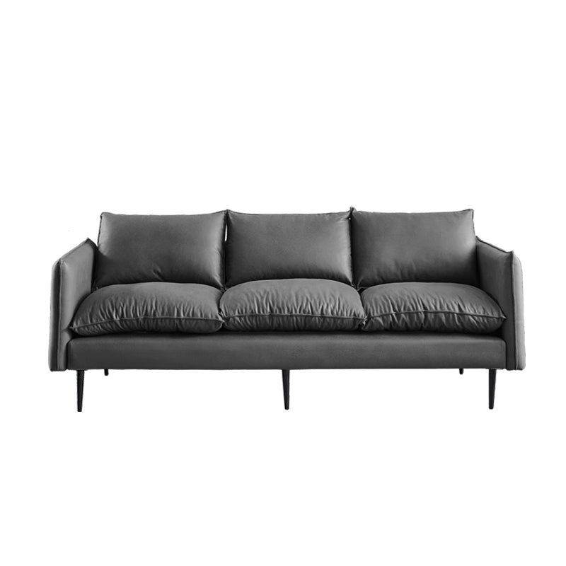 Faux Leather Storage Stationary Living Room Square Arm Standard Sofa Dark Gray Clearhalo 'furn' 'furn_sofas' 'Furniture' 'furniture_sofas' 'Living Room Furniture' 'Sofa' 'sofas' 5039821
