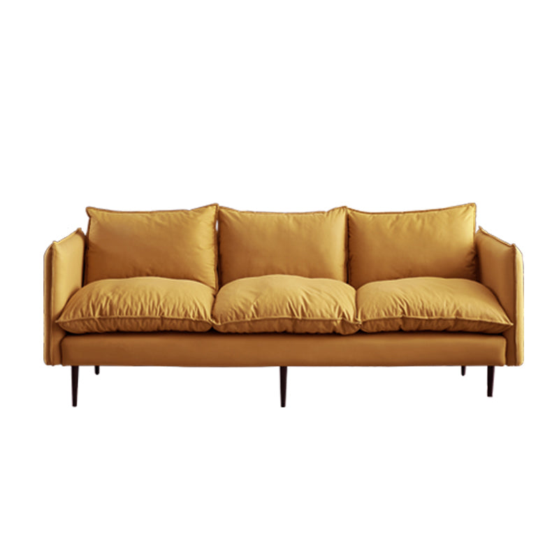 Faux Leather Storage Stationary Living Room Square Arm Standard Sofa Yellow Clearhalo 'furn' 'furn_sofas' 'Furniture' 'furniture_sofas' 'Living Room Furniture' 'Sofa' 'sofas' 5039822