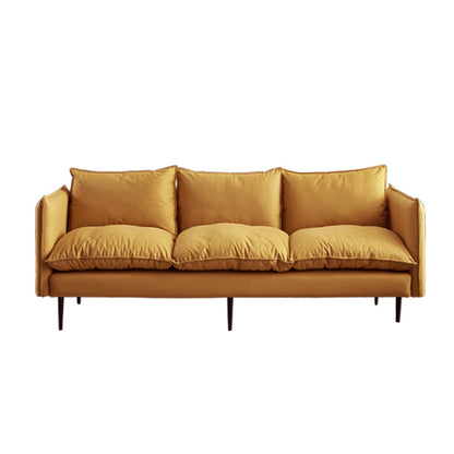 Faux Leather Storage Stationary Living Room Square Arm Standard Sofa Yellow Clearhalo 'furn' 'furn_sofas' 'Furniture' 'furniture_sofas' 'Living Room Furniture' 'Sofa' 'sofas' 5039822