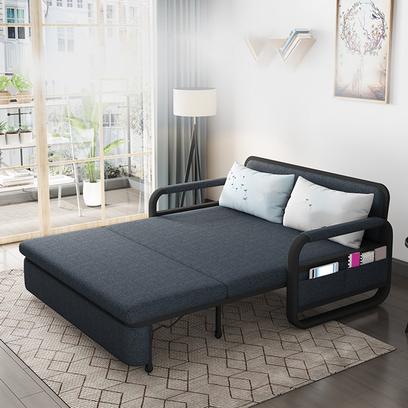 Contemporary Cotton Blend Square Arm Sofa Bed with Storage in Grey Clearhalo 'furn' 'furn_sofas' 'Furniture' 'furniture_sofas' 'Living Room Furniture' 'Sofa' 'sofas' 5039832