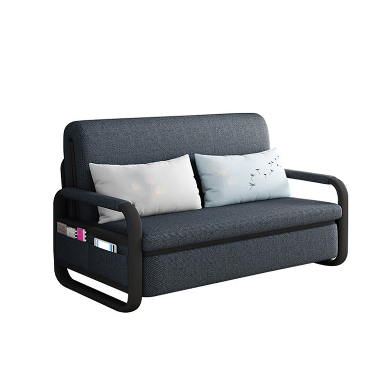 Contemporary Cotton Blend Square Arm Sofa Bed with Storage in Grey 74"L x 35"W x 35"H Clearhalo 'furn' 'furn_sofas' 'Furniture' 'furniture_sofas' 'Living Room Furniture' 'Sofa' 'sofas' 5039833