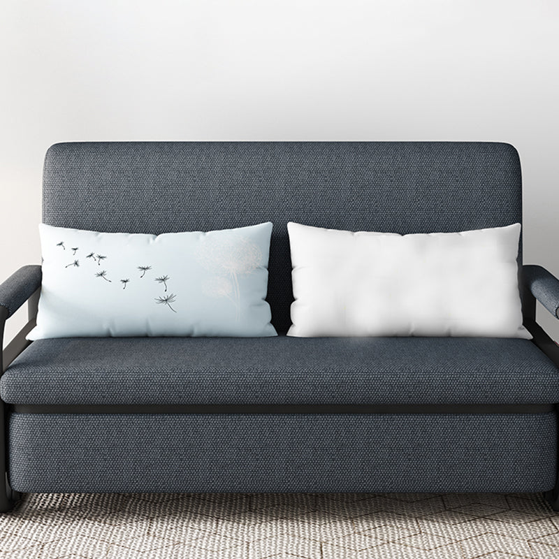 Contemporary Cotton Blend Square Arm Sofa Bed with Storage in Grey Clearhalo 'furn' 'furn_sofas' 'Furniture' 'furniture_sofas' 'Living Room Furniture' 'Sofa' 'sofas' 5039835