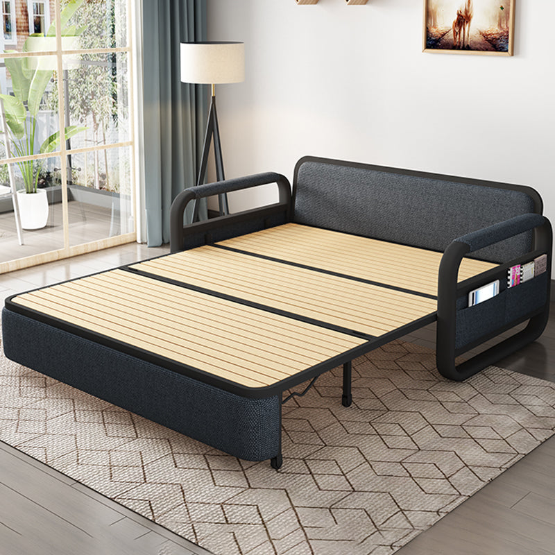 Contemporary Cotton Blend Square Arm Sofa Bed with Storage in Grey Clearhalo 'furn' 'furn_sofas' 'Furniture' 'furniture_sofas' 'Living Room Furniture' 'Sofa' 'sofas' 5039836