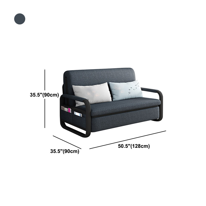 Contemporary Cotton Blend Square Arm Sofa Bed with Storage in Grey Clearhalo 'furn' 'furn_sofas' 'Furniture' 'furniture_sofas' 'Living Room Furniture' 'Sofa' 'sofas' 5039841