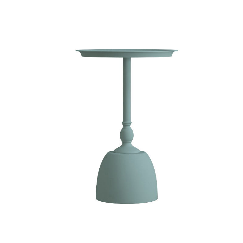 Iron Pedestal End Table Blue/ Pink Round Metal Tray Top Side End Table 16"L x 16"W x 22"H Blue Blue Clearhalo 'Coffee & Accent Tables' 'End & Side Tables' 'end_side_table' 'end_side_tables' 'furn' 'furn_end_side_tables' 'Furniture' 'furniture_end_side_table' 'Living Room Furniture' 5039847