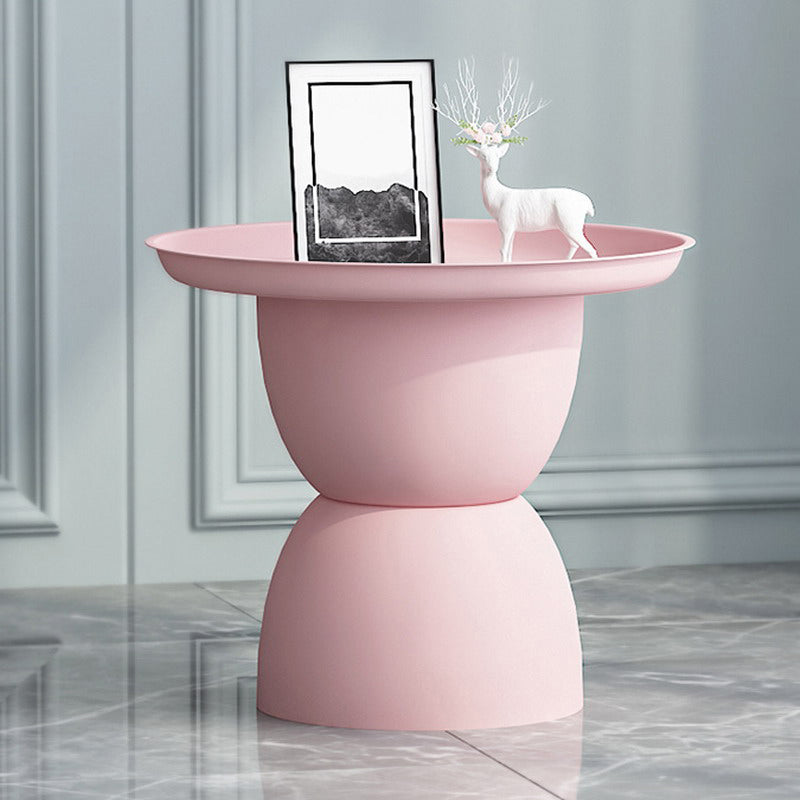 Iron Pedestal End Table Blue/ Pink Round Metal Tray Top Side End Table Clearhalo 'Coffee & Accent Tables' 'End & Side Tables' 'end_side_table' 'end_side_tables' 'furn' 'furn_end_side_tables' 'Furniture' 'furniture_end_side_table' 'Living Room Furniture' 5039850