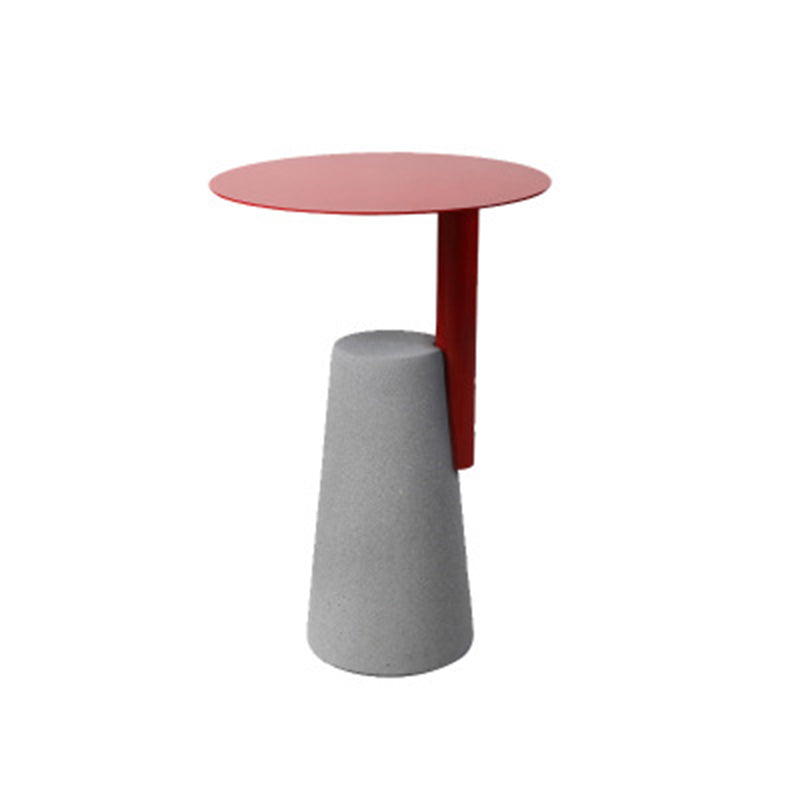 Pedestal Base Design Cocktail Table Metal Top Round Coffee Table 15.7"L x 15.7"W x 23.6"H Red Clearhalo 'Coffee & Accent Tables' 'End & Side Tables' 'end_side_table' 'end_side_tables' 'furn' 'furn_end_side_tables' 'Furniture' 'furniture_end_side_table' 'Living Room Furniture' 5039899