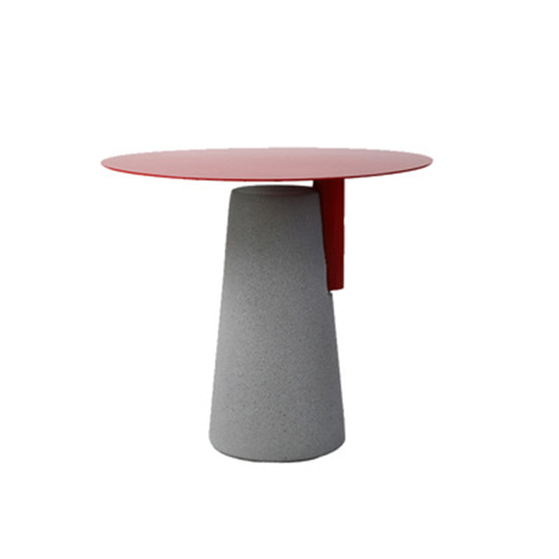 Pedestal Base Design Cocktail Table Metal Top Round Coffee Table 20"L x 20"W x 18"H Red Clearhalo 'Coffee & Accent Tables' 'End & Side Tables' 'end_side_table' 'end_side_tables' 'furn' 'furn_end_side_tables' 'Furniture' 'furniture_end_side_table' 'Living Room Furniture' 5039905
