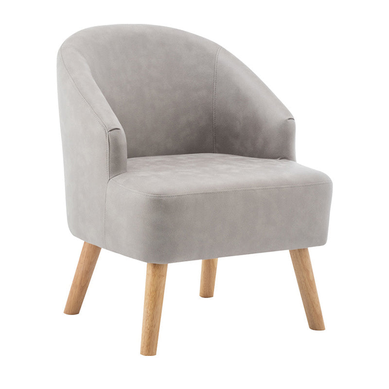 Faux Leather Chair Barrel Chair Solid Wood Frame Chair for Living Room 22"L x 22"W x 28"H Gray Natural Wood Clearhalo 'Accent Chairs' 'accent_chairs' 'Chairs & Seating' 'furn' 'furn_accent_chairs' 'Furniture' 'furniture_accent_chairs' 'Living Room Furniture' 5039914
