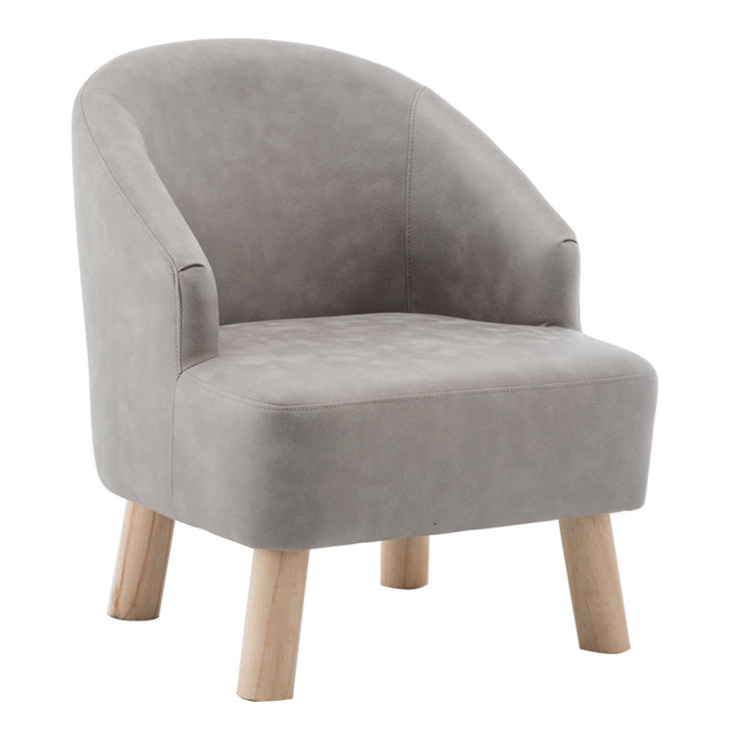 Faux Leather Chair Barrel Chair Solid Wood Frame Chair for Living Room 22"L x 22"W x 25.5"H Gray Natural Wood Clearhalo 'Accent Chairs' 'accent_chairs' 'Chairs & Seating' 'furn' 'furn_accent_chairs' 'Furniture' 'furniture_accent_chairs' 'Living Room Furniture' 5039915