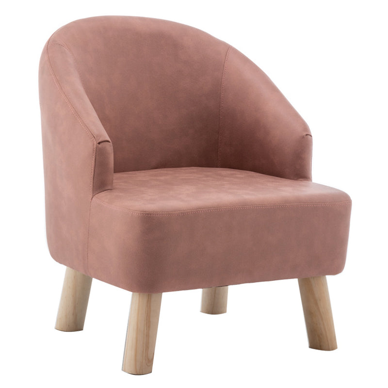 Faux Leather Chair Barrel Chair Solid Wood Frame Chair for Living Room 22"L x 22"W x 25.5"H Red Natural Wood Clearhalo 'Accent Chairs' 'accent_chairs' 'Chairs & Seating' 'furn' 'furn_accent_chairs' 'Furniture' 'furniture_accent_chairs' 'Living Room Furniture' 5039922