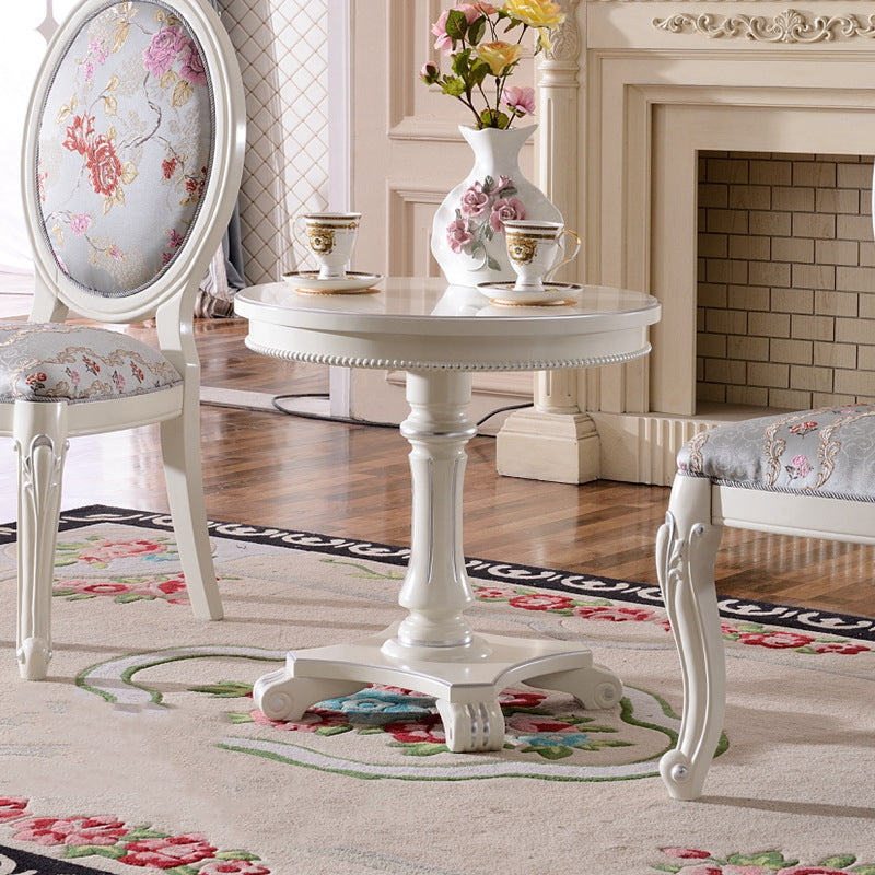 French Country Style Pedestal End Table White / Brown Round Wood Side End Table White-Silver Clearhalo 'Coffee & Accent Tables' 'End & Side Tables' 'end_side_table' 'end_side_tables' 'furn' 'furn_end_side_tables' 'Furniture' 'furniture_end_side_table' 'Living Room Furniture' 5039927