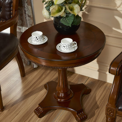 French Country Style Pedestal End Table White / Brown Round Wood Side End Table Brown Clearhalo 'Coffee & Accent Tables' 'End & Side Tables' 'end_side_table' 'end_side_tables' 'furn' 'furn_end_side_tables' 'Furniture' 'furniture_end_side_table' 'Living Room Furniture' 5039929
