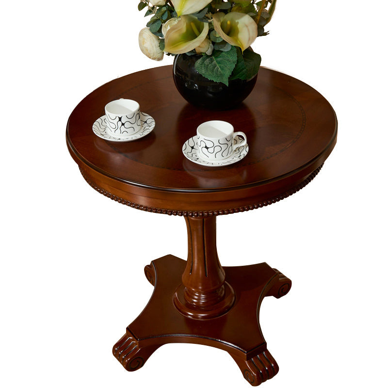 French Country Style Pedestal End Table White / Brown Round Wood Side End Table Clearhalo 'Coffee & Accent Tables' 'End & Side Tables' 'end_side_table' 'end_side_tables' 'furn' 'furn_end_side_tables' 'Furniture' 'furniture_end_side_table' 'Living Room Furniture' 5039932