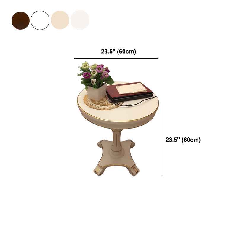 French Country Style Pedestal End Table White / Brown Round Wood Side End Table Clearhalo 'Coffee & Accent Tables' 'End & Side Tables' 'end_side_table' 'end_side_tables' 'furn' 'furn_end_side_tables' 'Furniture' 'furniture_end_side_table' 'Living Room Furniture' 5039934