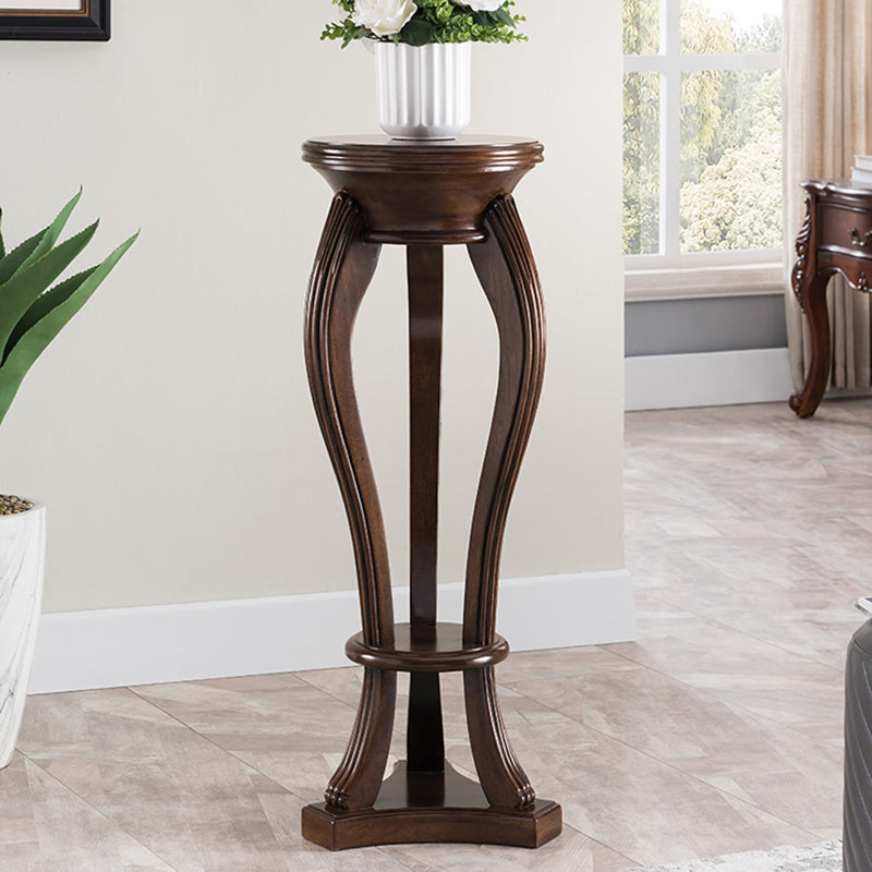 Pedestal End Table Brown Round Wood Side End Table - Distressed Surface Treatment Clearhalo 'Coffee & Accent Tables' 'End & Side Tables' 'end_side_table' 'end_side_tables' 'furn' 'furn_end_side_tables' 'Furniture' 'furniture_end_side_table' 'Living Room Furniture' 5039945