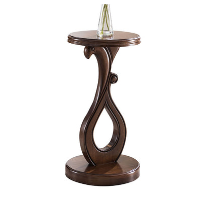 Pedestal End Table Brown Round Wood Side End Table - Distressed Surface Treatment 14"L x 14"W x 25.5"H Walnut Clearhalo 'Coffee & Accent Tables' 'End & Side Tables' 'end_side_table' 'end_side_tables' 'furn' 'furn_end_side_tables' 'Furniture' 'furniture_end_side_table' 'Living Room Furniture' 5039946