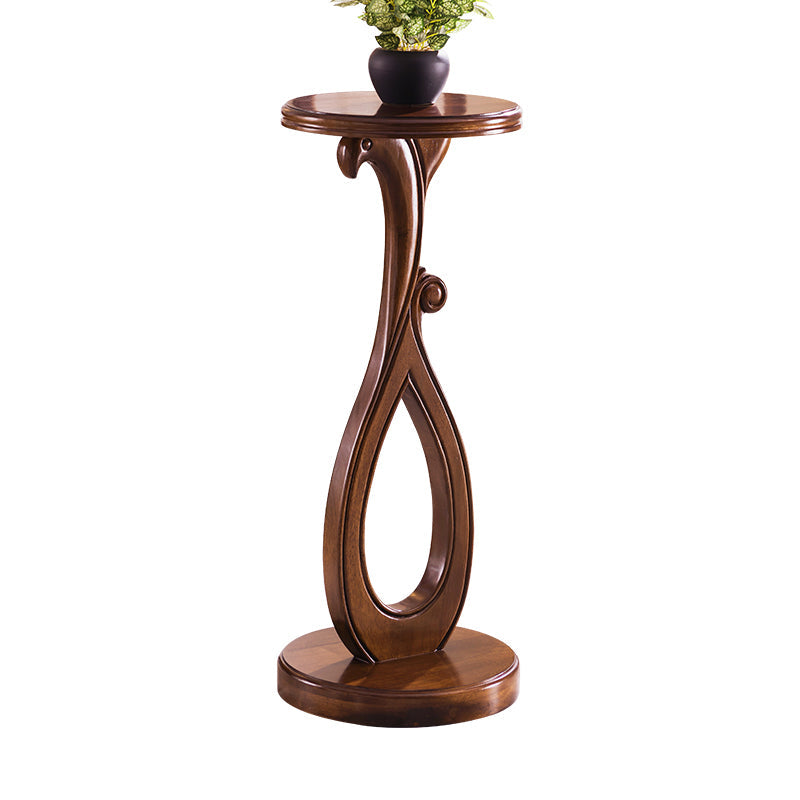 Pedestal End Table Brown Round Wood Side End Table - Distressed Surface Treatment 14"L x 14"W x 33.5"H Red Brown Clearhalo 'Coffee & Accent Tables' 'End & Side Tables' 'end_side_table' 'end_side_tables' 'furn' 'furn_end_side_tables' 'Furniture' 'furniture_end_side_table' 'Living Room Furniture' 5039948