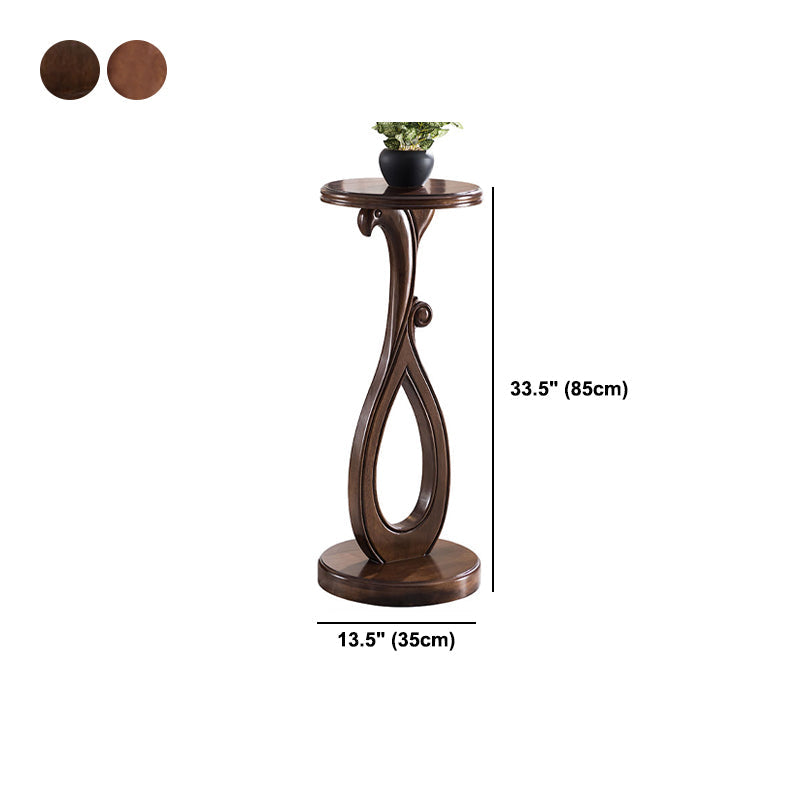 Pedestal End Table Brown Round Wood Side End Table - Distressed Surface Treatment Clearhalo 'Coffee & Accent Tables' 'End & Side Tables' 'end_side_table' 'end_side_tables' 'furn' 'furn_end_side_tables' 'Furniture' 'furniture_end_side_table' 'Living Room Furniture' 5039959