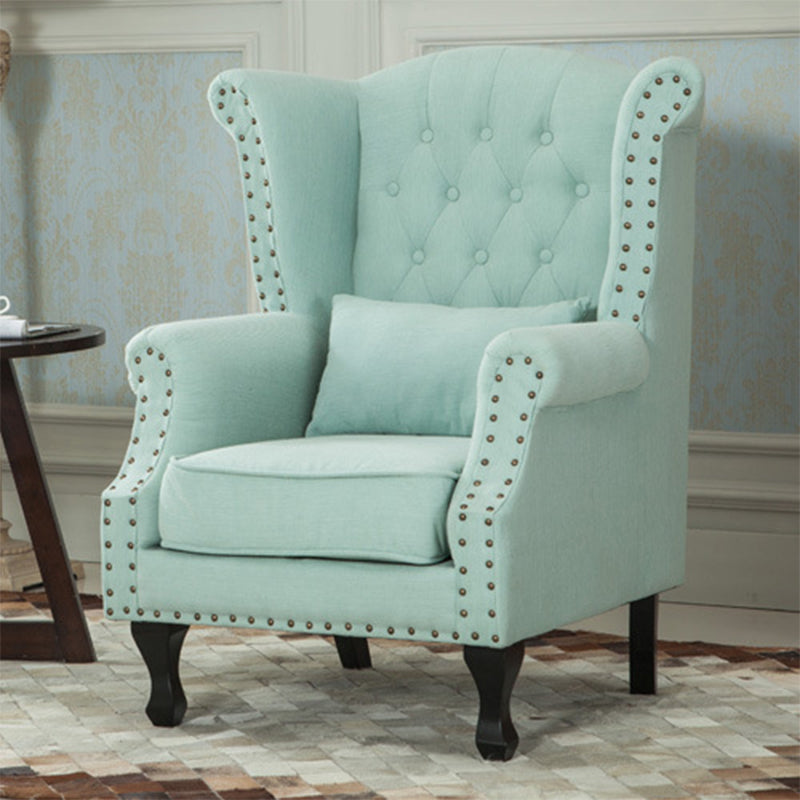 Removable Cushions Chair33.8" L x31.4"W x40.9"H Basic Four Legs Chair Light Green Cotton Blend Clearhalo 'Accent Chairs' 'accent_chairs' 'Chairs & Seating' 'furn' 'furn_accent_chairs' 'Furniture' 'furniture_accent_chairs' 'Living Room Furniture' 5039965