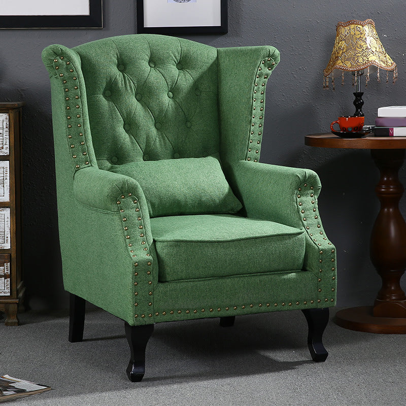 Removable Cushions Chair33.8" L x31.4"W x40.9"H Basic Four Legs Chair Turquoise Cotton Blend Clearhalo 'Accent Chairs' 'accent_chairs' 'Chairs & Seating' 'furn' 'furn_accent_chairs' 'Furniture' 'furniture_accent_chairs' 'Living Room Furniture' 5039966