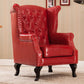 Removable Cushions Chair33.8" L x31.4"W x40.9"H Basic Four Legs Chair Red Faux Leather Clearhalo 'Accent Chairs' 'accent_chairs' 'Chairs & Seating' 'furn' 'furn_accent_chairs' 'Furniture' 'furniture_accent_chairs' 'Living Room Furniture' 5039968