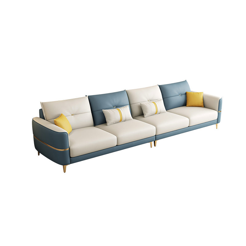 Square Arm Removable Cushions Modern With Cushions Metal Legs Sofa 130"L x 35"W x 35"H Clearhalo 'furn' 'furn_sectionals' 'Furniture' 'furniture_sectionals' 'Living Room Furniture' 'Sectionals' 5039989