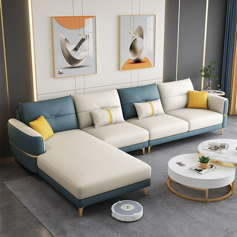 Square Arm Removable Cushions Modern With Cushions Metal Legs Sofa Clearhalo 'furn' 'furn_sectionals' 'Furniture' 'furniture_sectionals' 'Living Room Furniture' 'Sectionals' 5039997