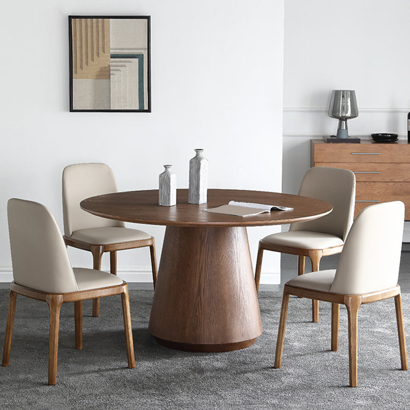 Pedestal Base Is Designed for a Round Coffee Table Made of Walnut Wood Clearhalo 'Coffee & Accent Tables' 'Coffee Tables' 'coffee_tables' 'furn' 'furn_coffee_tables' 'Furniture' 'furniture_coffee_tables' 'Living Room Furniture' 5040006