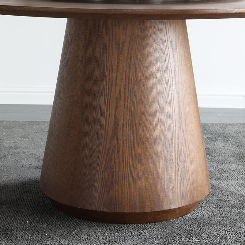 Pedestal Base Is Designed for a Round Coffee Table Made of Walnut Wood Clearhalo 'Coffee & Accent Tables' 'Coffee Tables' 'coffee_tables' 'furn' 'furn_coffee_tables' 'Furniture' 'furniture_coffee_tables' 'Living Room Furniture' 5040009