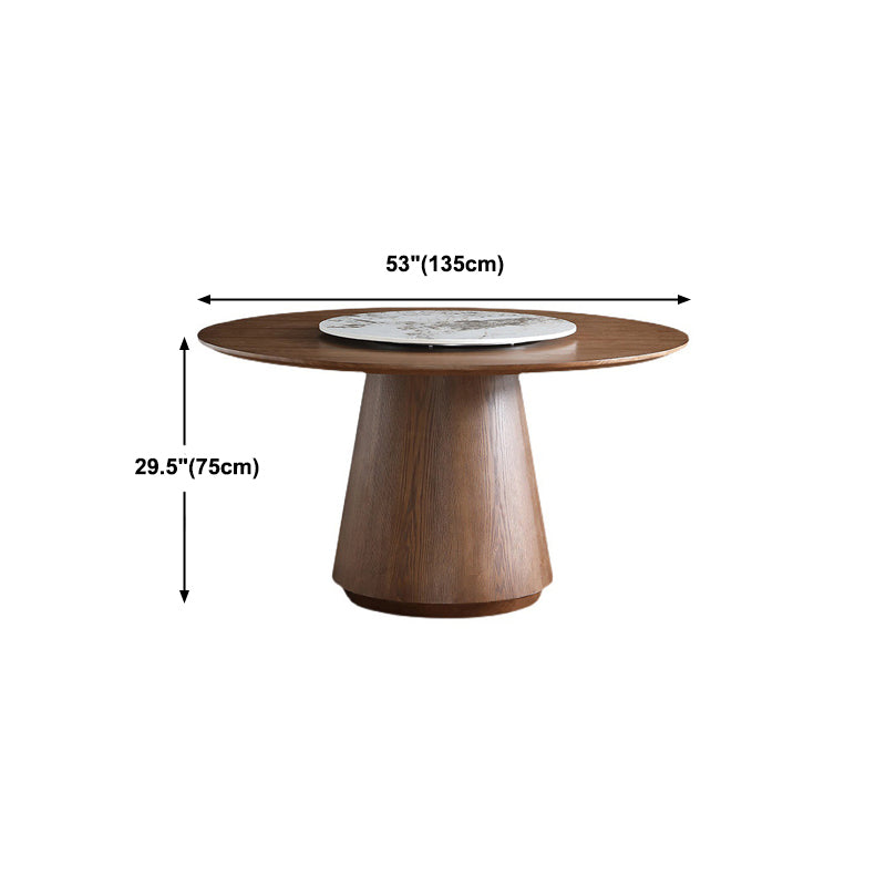 Pedestal Base Is Designed for a Round Coffee Table Made of Walnut Wood Clearhalo 'Coffee & Accent Tables' 'Coffee Tables' 'coffee_tables' 'furn' 'furn_coffee_tables' 'Furniture' 'furniture_coffee_tables' 'Living Room Furniture' 5040015
