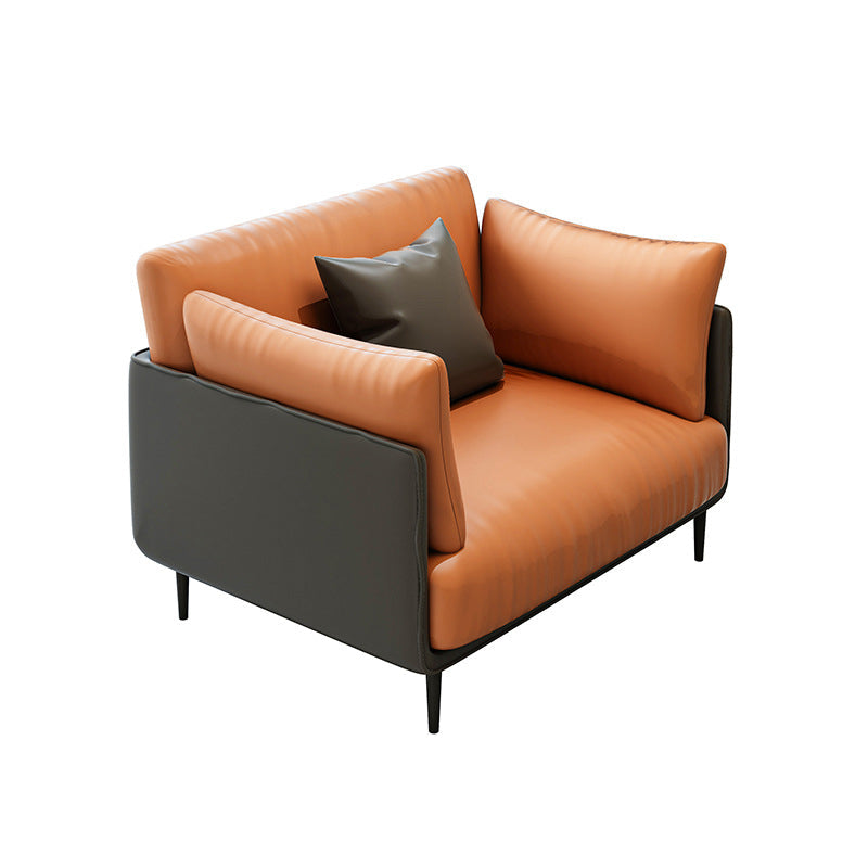 Faux Leather Chair 39.3" L x33.4"W x33.4"H Removable Cushions Chair Clearhalo 'Accent Chairs' 'accent_chairs' 'Chairs & Seating' 'furn' 'furn_accent_chairs' 'Furniture' 'furniture_accent_chairs' 'Living Room Furniture' 5040074