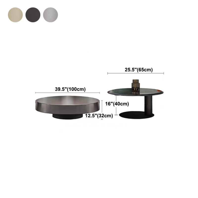 Square Block Base Design Cocktail Table Grey/black Stainless Steel/Glass Coffee Table Clearhalo 'Coffee & Accent Tables' 'Coffee Tables' 'coffee_tables' 'furn' 'furn_coffee_tables' 'Furniture' 'furniture_coffee_tables' 'Living Room Furniture' 5040095