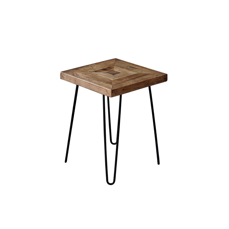 Nordic Style Cocktail Table Brown Elm Wood Top Metal Base Round/square Coffee Table 16"L x 16"W x 20.5"H Square Clearhalo 'Coffee & Accent Tables' 'Coffee Tables' 'coffee_tables' 'furn' 'furn_coffee_tables' 'Furniture' 'furniture_coffee_tables' 'Living Room Furniture' 5040100