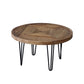 Nordic Style Cocktail Table Brown Elm Wood Top Metal Base Round/square Coffee Table 28"L x 28"W x 16"H Round Clearhalo 'Coffee & Accent Tables' 'Coffee Tables' 'coffee_tables' 'furn' 'furn_coffee_tables' 'Furniture' 'furniture_coffee_tables' 'Living Room Furniture' 5040102