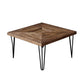 Nordic Style Cocktail Table Brown Elm Wood Top Metal Base Round/square Coffee Table 28"L x 28"W x 16"H Square Clearhalo 'Coffee & Accent Tables' 'Coffee Tables' 'coffee_tables' 'furn' 'furn_coffee_tables' 'Furniture' 'furniture_coffee_tables' 'Living Room Furniture' 5040106