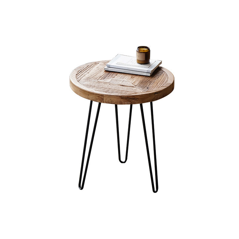 Nordic Style Cocktail Table Brown Elm Wood Top Metal Base Round/square Coffee Table Clearhalo 'Coffee & Accent Tables' 'Coffee Tables' 'coffee_tables' 'furn' 'furn_coffee_tables' 'Furniture' 'furniture_coffee_tables' 'Living Room Furniture' 5040107