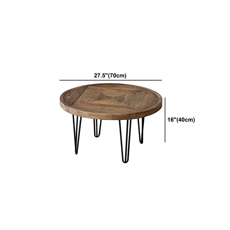 Nordic Style Cocktail Table Brown Elm Wood Top Metal Base Round/square Coffee Table Clearhalo 'Coffee & Accent Tables' 'Coffee Tables' 'coffee_tables' 'furn' 'furn_coffee_tables' 'Furniture' 'furniture_coffee_tables' 'Living Room Furniture' 5040112