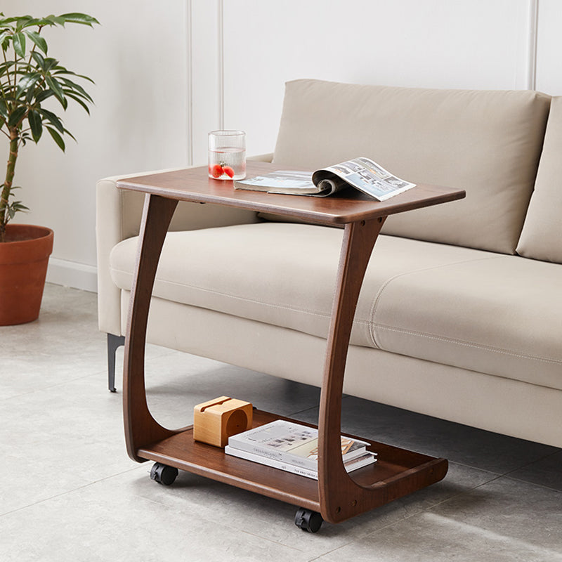 Nordic Style Cocktail Table Walnut/white/wood Rubber Wood Rectangular Coffee Table Walnut 25"H x 24"L x 16"W C Table Clearhalo 'Coffee & Accent Tables' 'Coffee Tables' 'coffee_tables' 'Furniture' 'furniture_coffee_tables' 'Living Room Furniture' 5040121