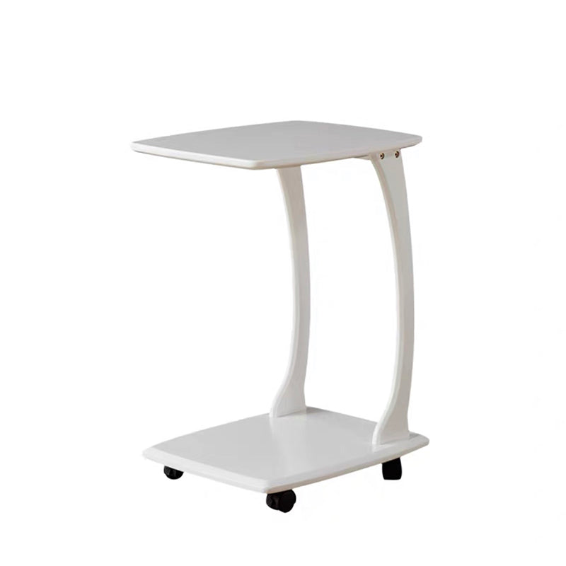 Nordic Style Cocktail Table Walnut/white/wood Rubber Wood Rectangular Coffee Table White 25"H x 17.72"L x 16"W Wheel Clearhalo 'Coffee & Accent Tables' 'Coffee Tables' 'coffee_tables' 'Furniture' 'furniture_coffee_tables' 'Living Room Furniture' 5040124