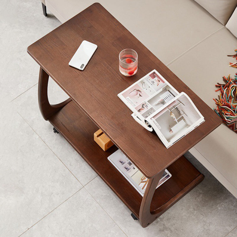 Nordic Style Cocktail Table Walnut/white/wood Rubber Wood Rectangular Coffee Table Clearhalo 'Coffee & Accent Tables' 'Coffee Tables' 'coffee_tables' 'Furniture' 'furniture_coffee_tables' 'Living Room Furniture' 5040126