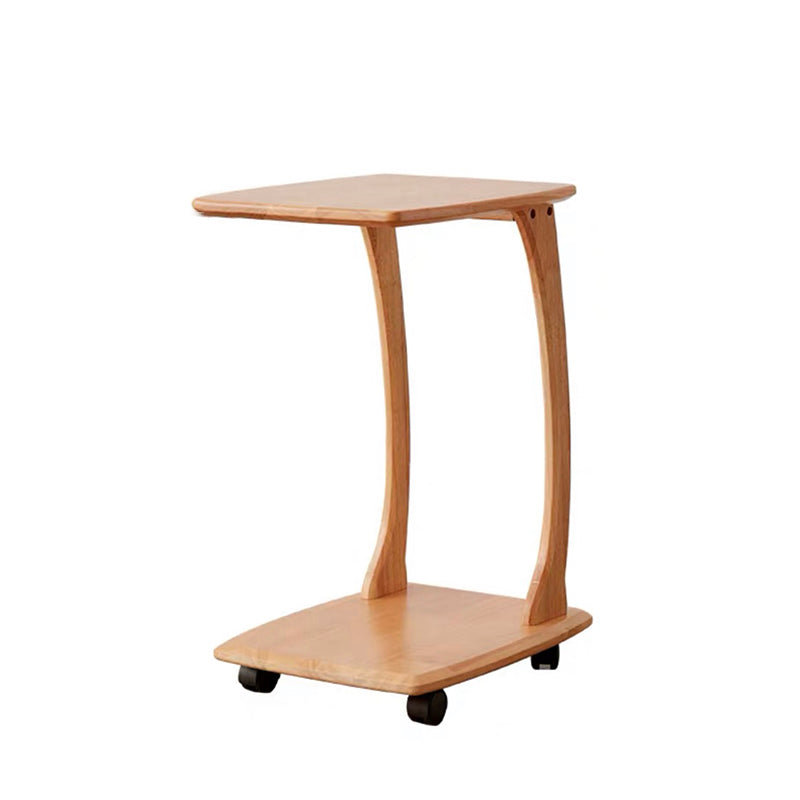 Nordic Style Cocktail Table Walnut/white/wood Rubber Wood Rectangular Coffee Table Wood 25"H x 17.72"L x 16"W Wheel Clearhalo 'Coffee & Accent Tables' 'Coffee Tables' 'coffee_tables' 'Furniture' 'furniture_coffee_tables' 'Living Room Furniture' 5040132